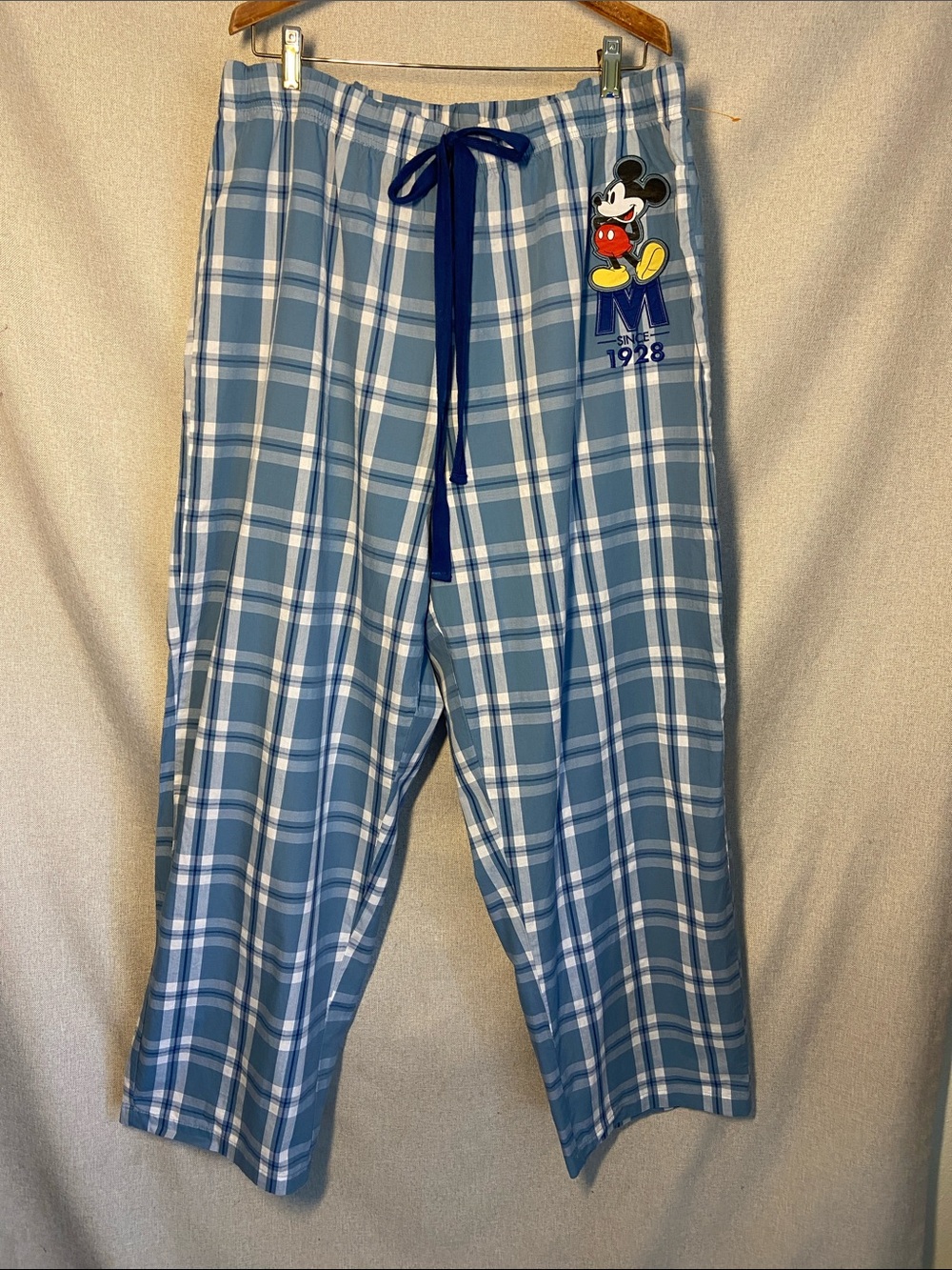 Disney Blue Plaid Women’s Pajama Pants with Mickey Graphic. Size 2XL